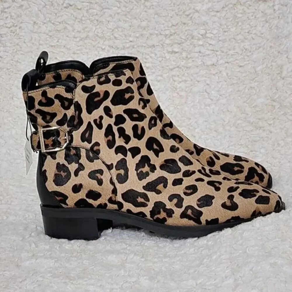 Cole Haan Harrington Grand Buckle Bootie in Ocelot Print Haircalf‎ size 8 B new! - Picture 6 of 16